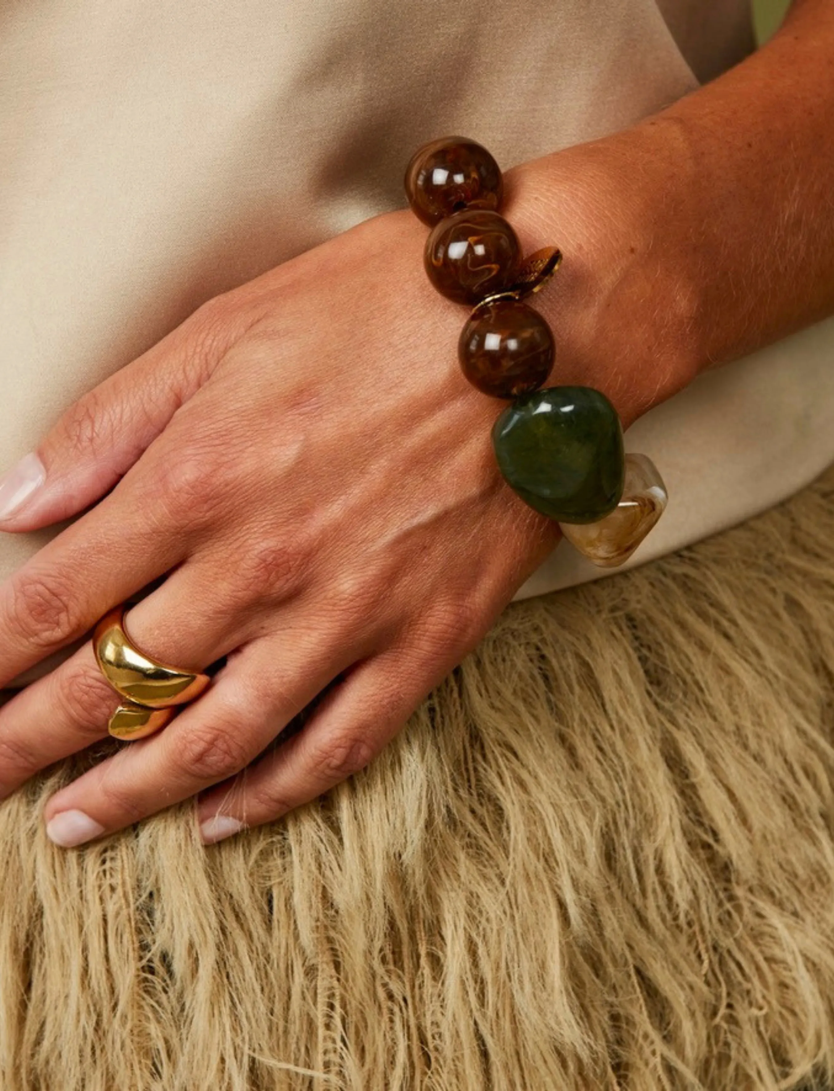 Bud To Rose - Molto Resin Bracelet Mix Green - armband - green - 2