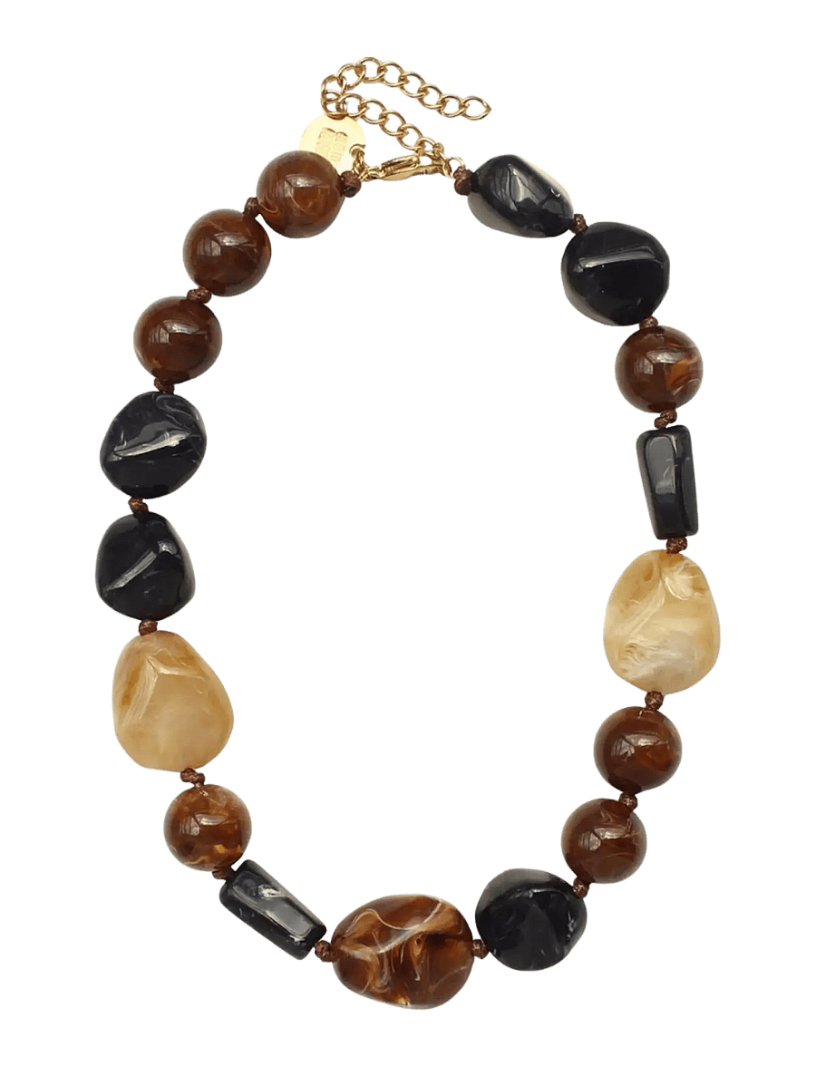 Bud To Rose - Molto Resin Necklace Mix Black - statement-halskjeder - black - 1