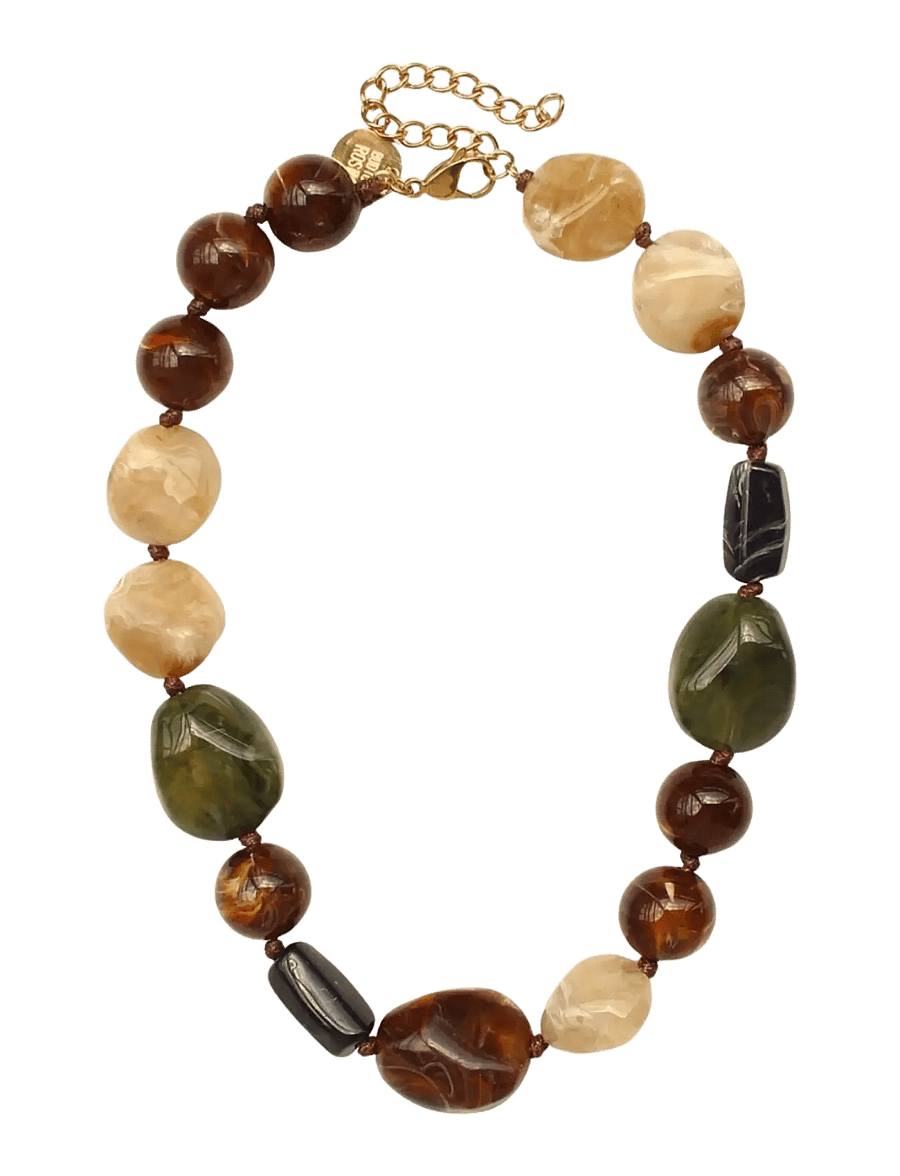 Bud To Rose - Molto Resin Necklace Mix Black - statement halskæder - green - 1