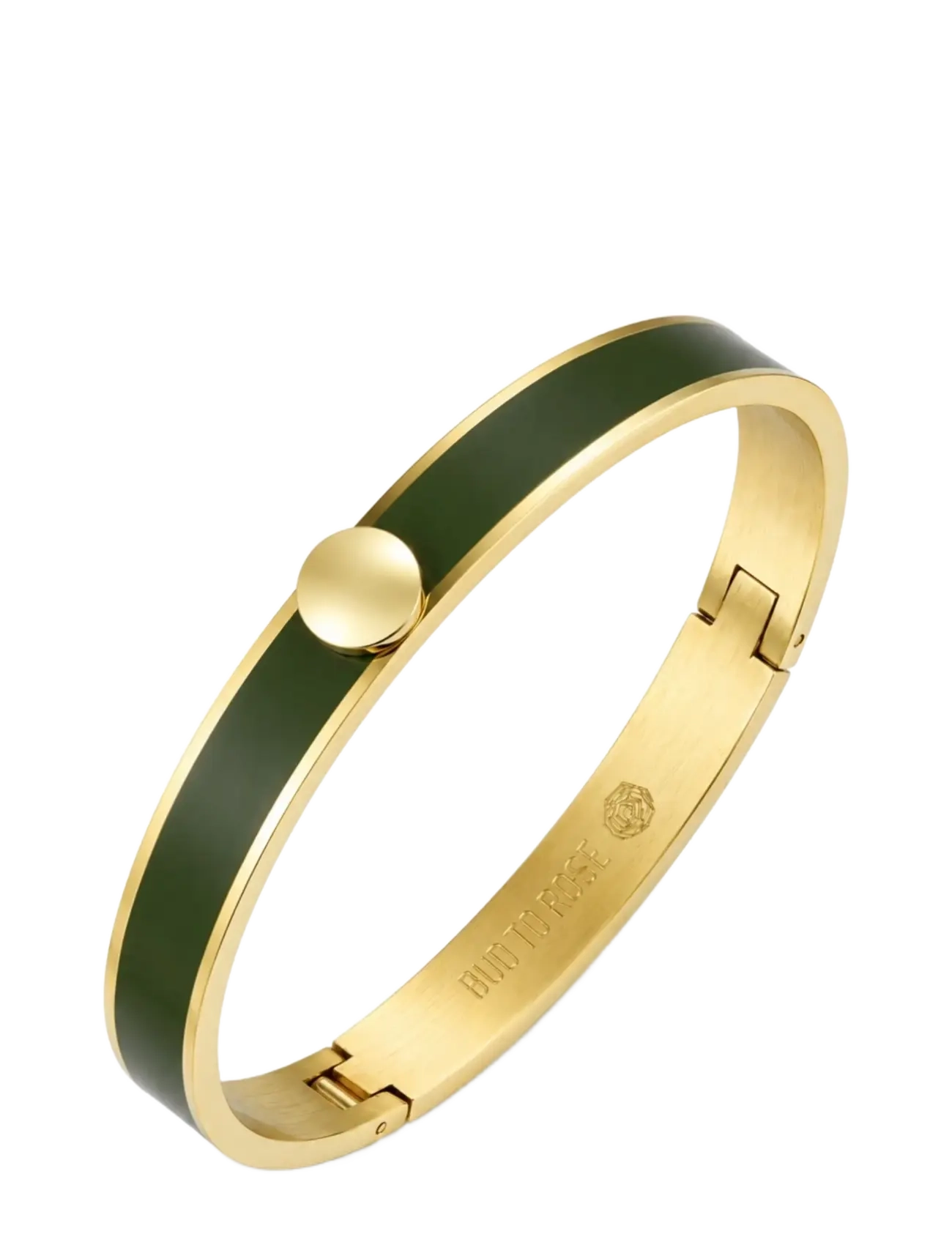 Bud To Rose Capri Enamel Bracelet Green/Gold, One Size, Bracelets, Gold - Bangles, Frauen