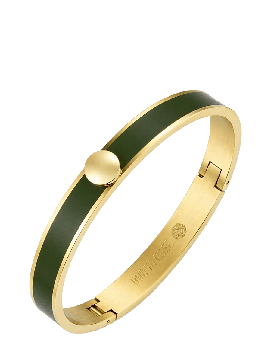 Bud To Rose - Capri Enamel Bracelet Green/Gold - armreifen - gold - 0