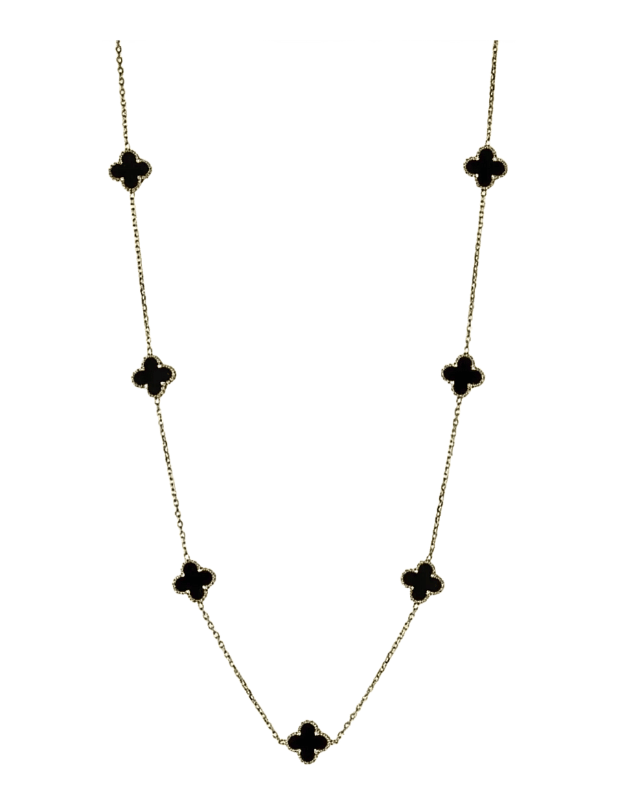 Bud To Rose - Clover Multi Enamel Necklace Black/Gold - kedjehalsband - gold - 1