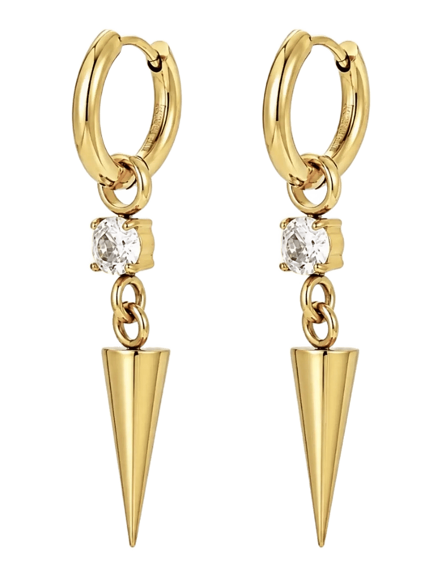 Bud To Rose - Spike Crystal Earring Clear/Gold - ohrhänger - gold - 1