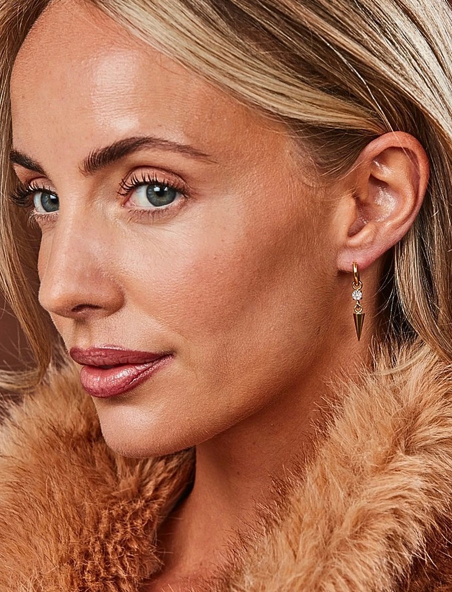 Bud To Rose - Spike Crystal Earring Clear/Gold - ohrhänger - gold - 0