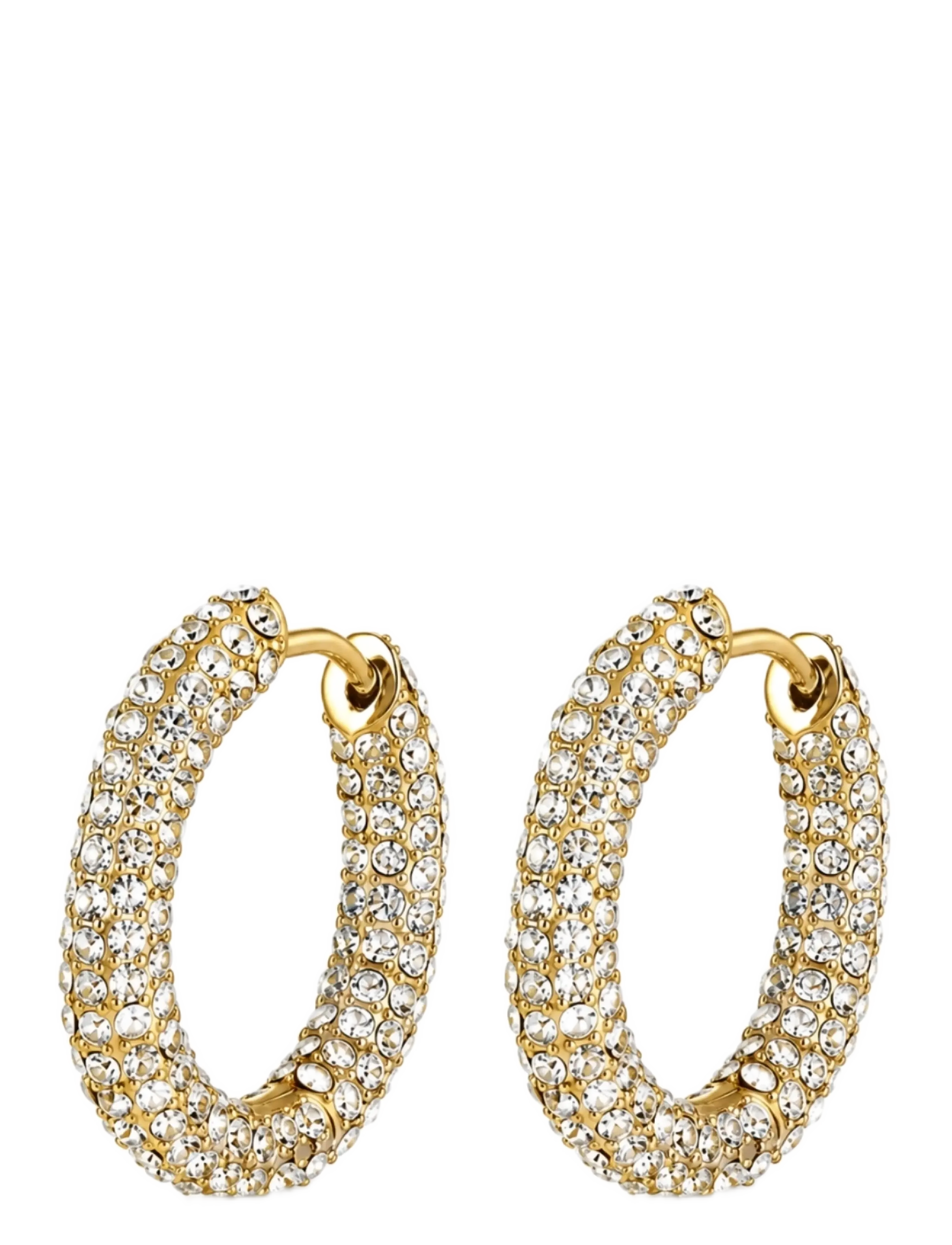 Bud To Rose Iris Crystal Earring Clear/Gold, One Size, Earrings, Gold - Hoops, Frauen