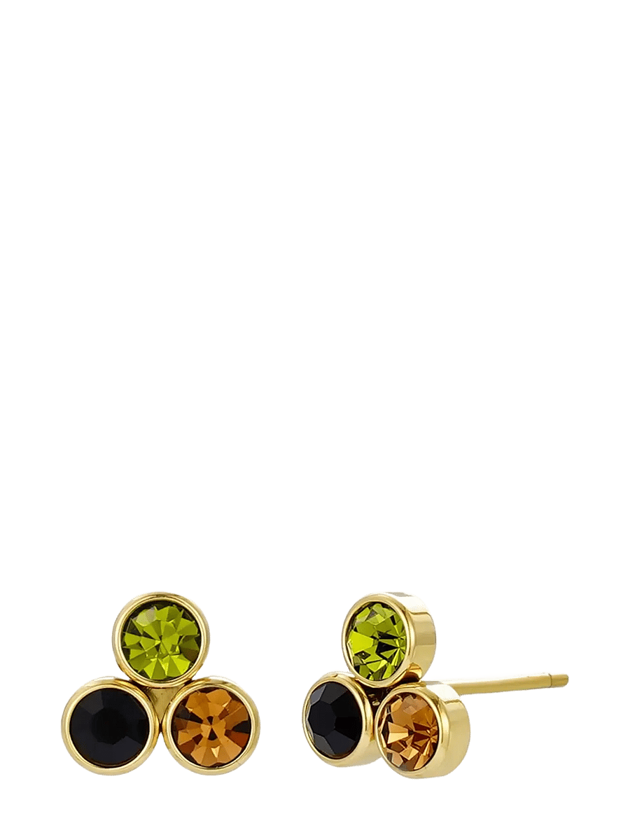 Bud To Rose - Lima Trio Earring Green/Black/gold - ohrstecker - gold - 1