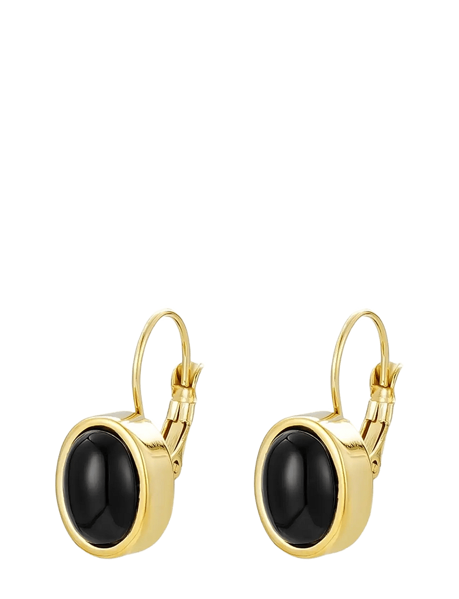 Bud To Rose - Retro Earring Black/Gold - statement øreringe - gold - 1
