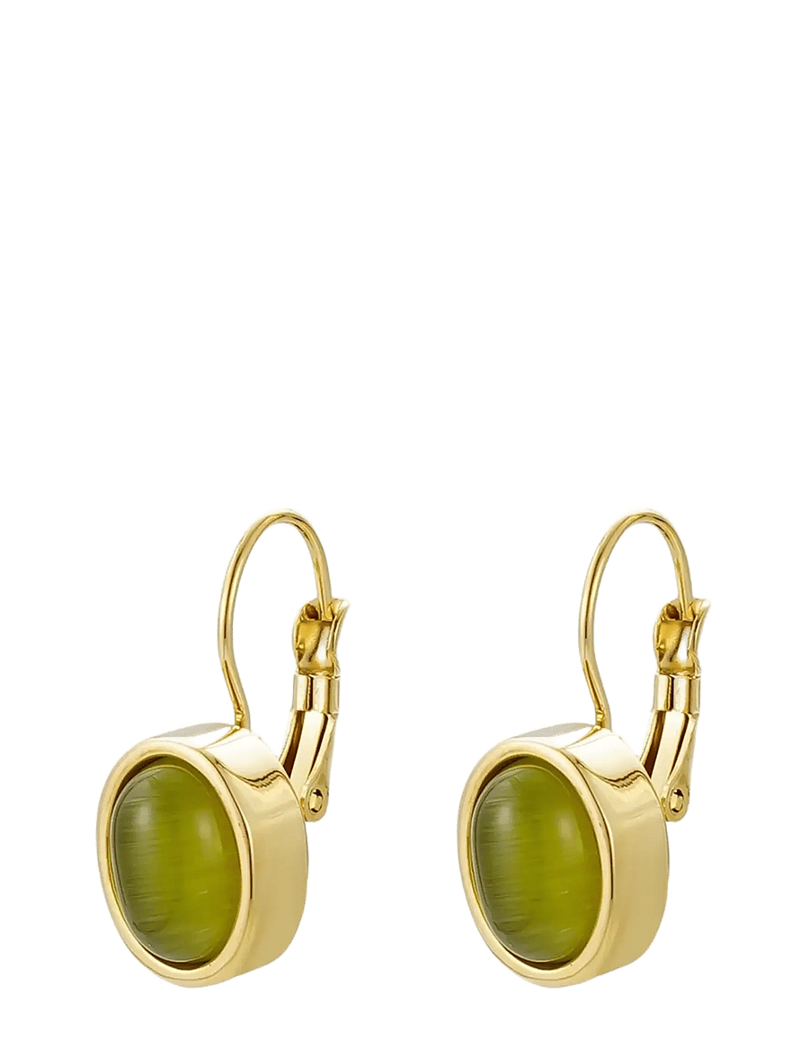 Bud To Rose - Retro Earring Green/Gold - statement øreringe - gold - 1