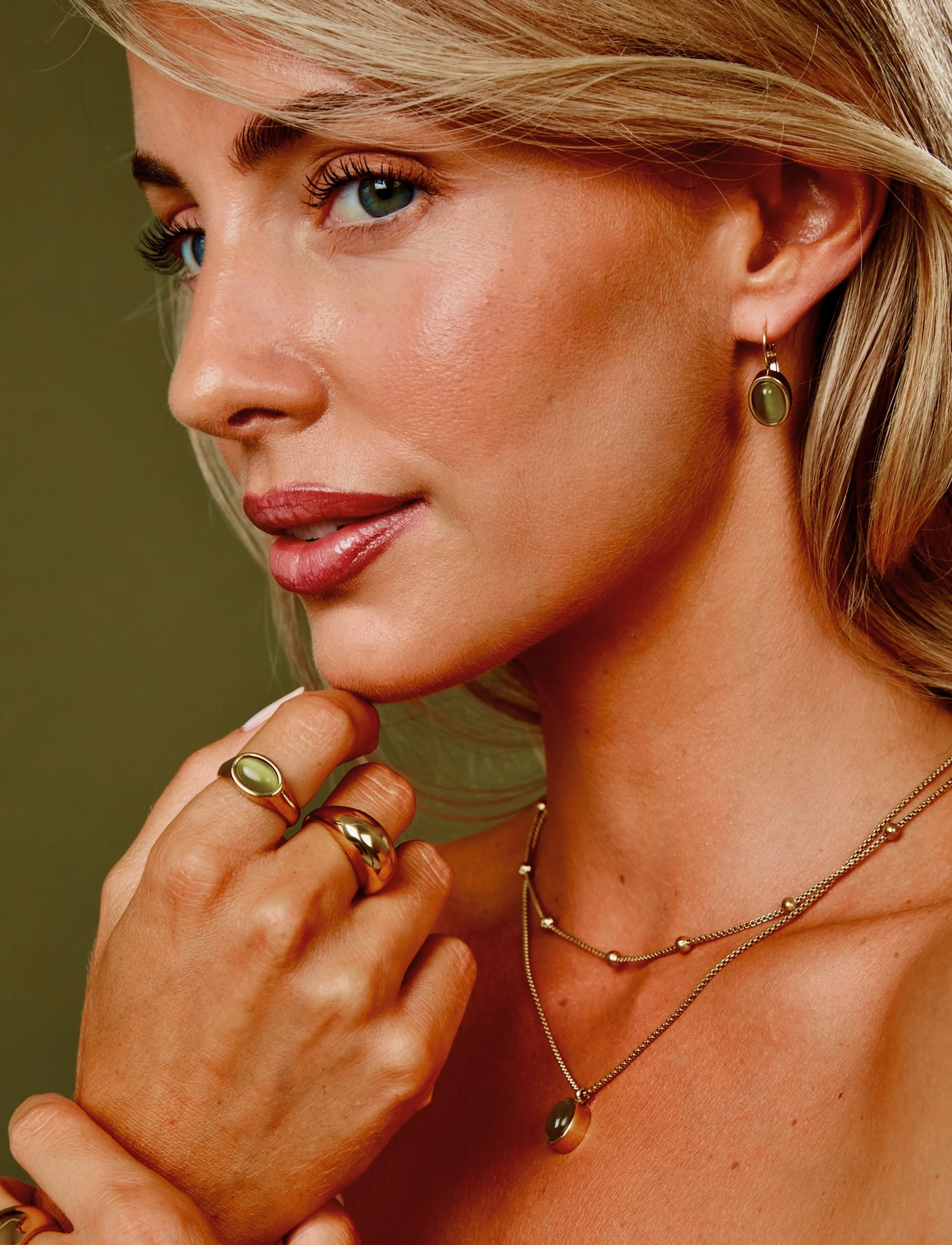 Bud To Rose Retro Earring Green/Gold, One Size, Green, Earrings > Statement Earrings, Dame
