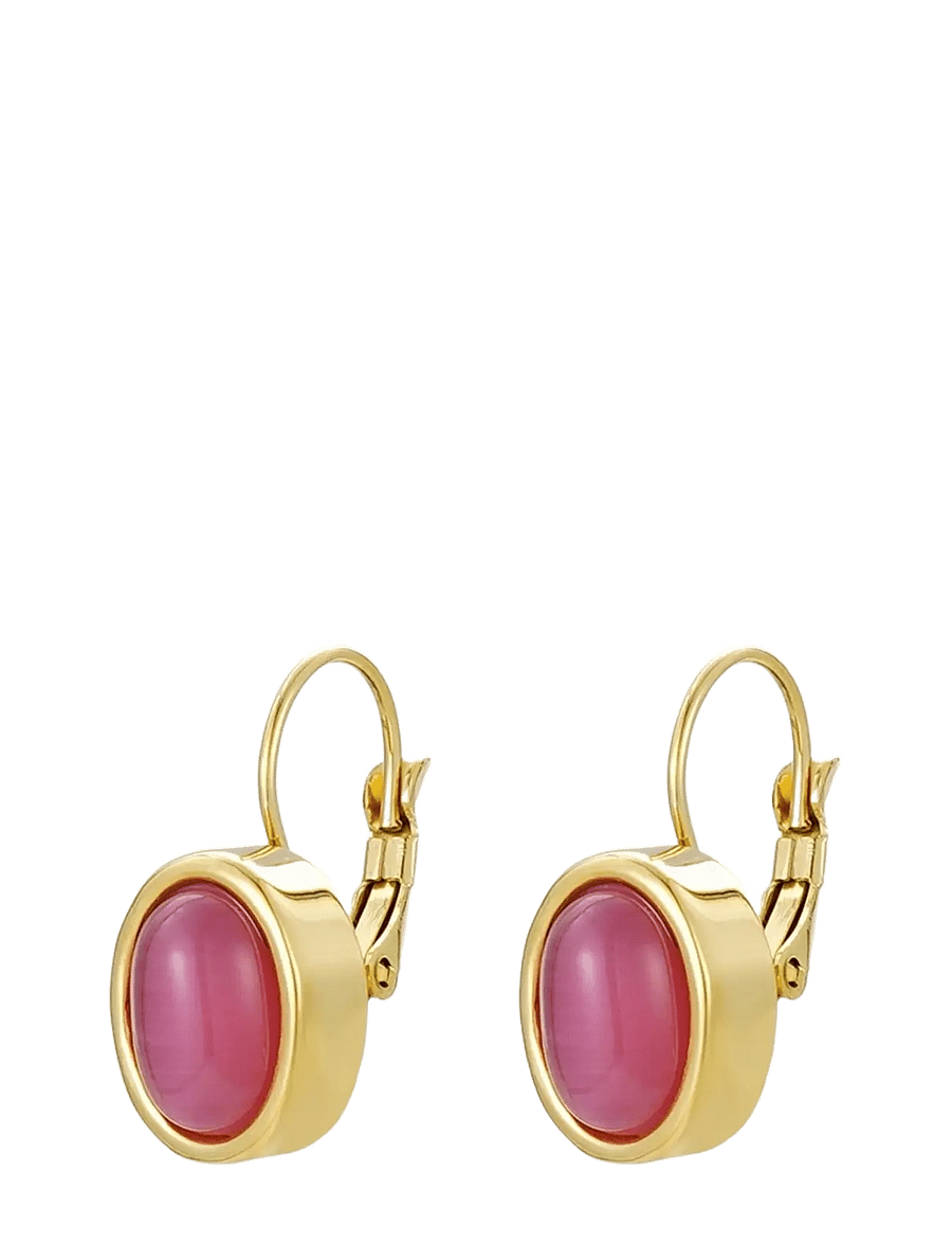 Bud To Rose - Retro Earring Pink/Gold - Øreringe med vedhæng - gold - 0