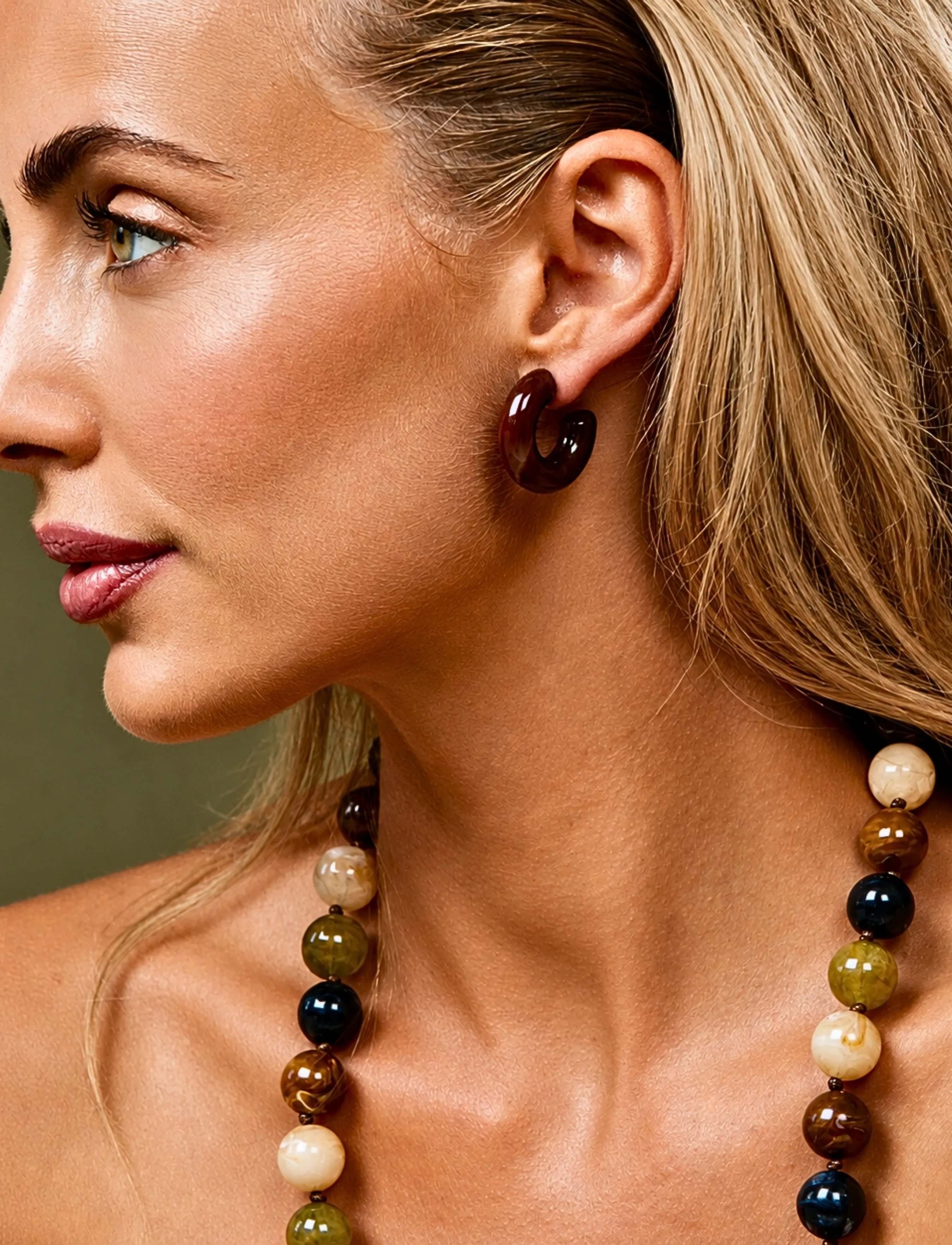 Bud To Rose Flow Resin Hoop Brown, One Size, Earrings, Braun - Hoops, Frauen