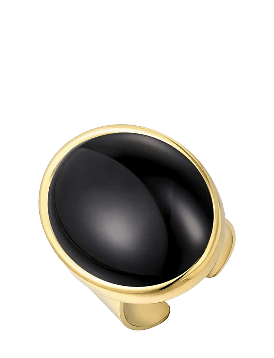 Bud To Rose - Retro Big Ring Black/Gold - ringar - gold - 1