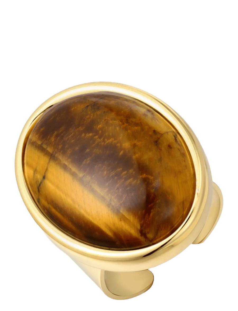 Bud To Rose - Retro Big Ring Brown/Gold - ringar - gold - 1