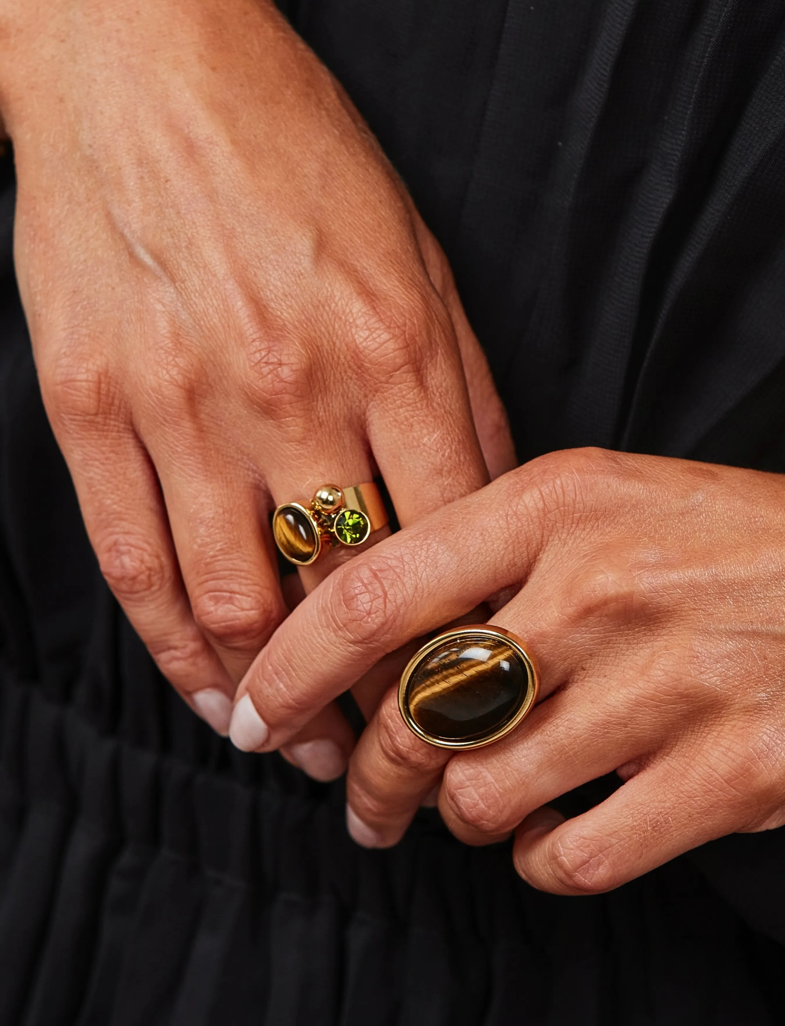 Bud To Rose Retro Big Ring Brown/Gold, One Size, Jewellery, Gold - Rings, Frauen