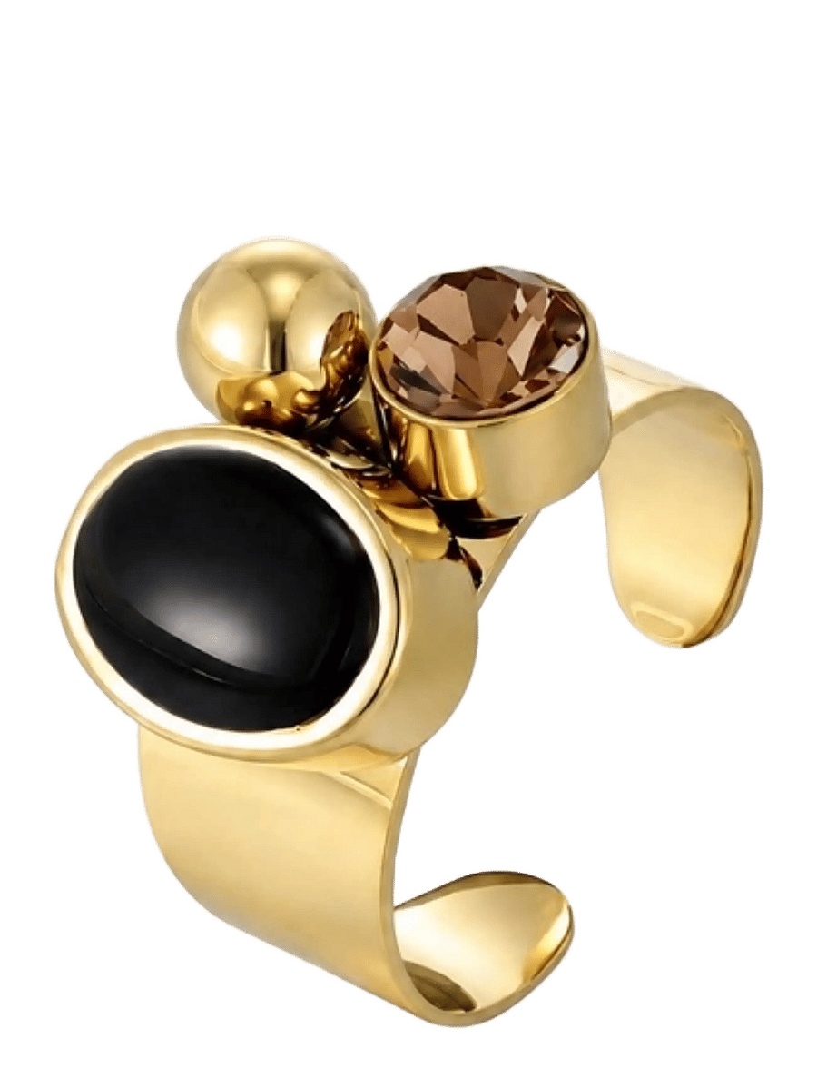 Bud To Rose - Retro Ring Black/Brown/Gold - ringe - gold - 1