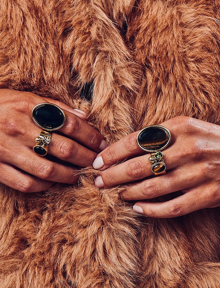 Bud To Rose - Retro Ring Black/Brown/Gold - ringe - gold - 2
