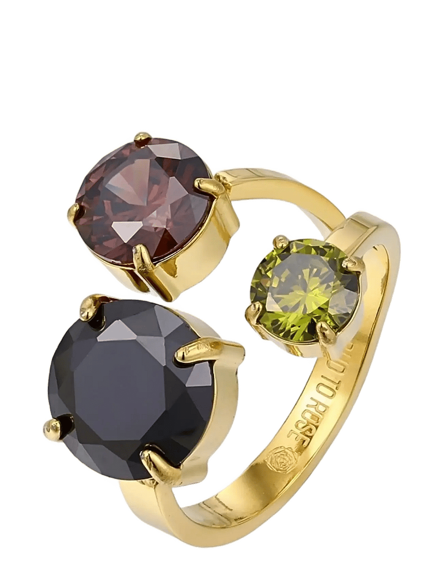 Bud To Rose - Brea All Crystal Ring Mix/Gold - ringe - gold - 1