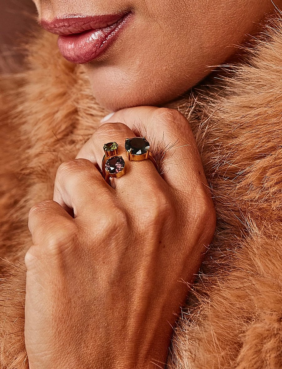 Bud To Rose - Brea All Crystal Ring Mix/Gold - ringe - gold - 0