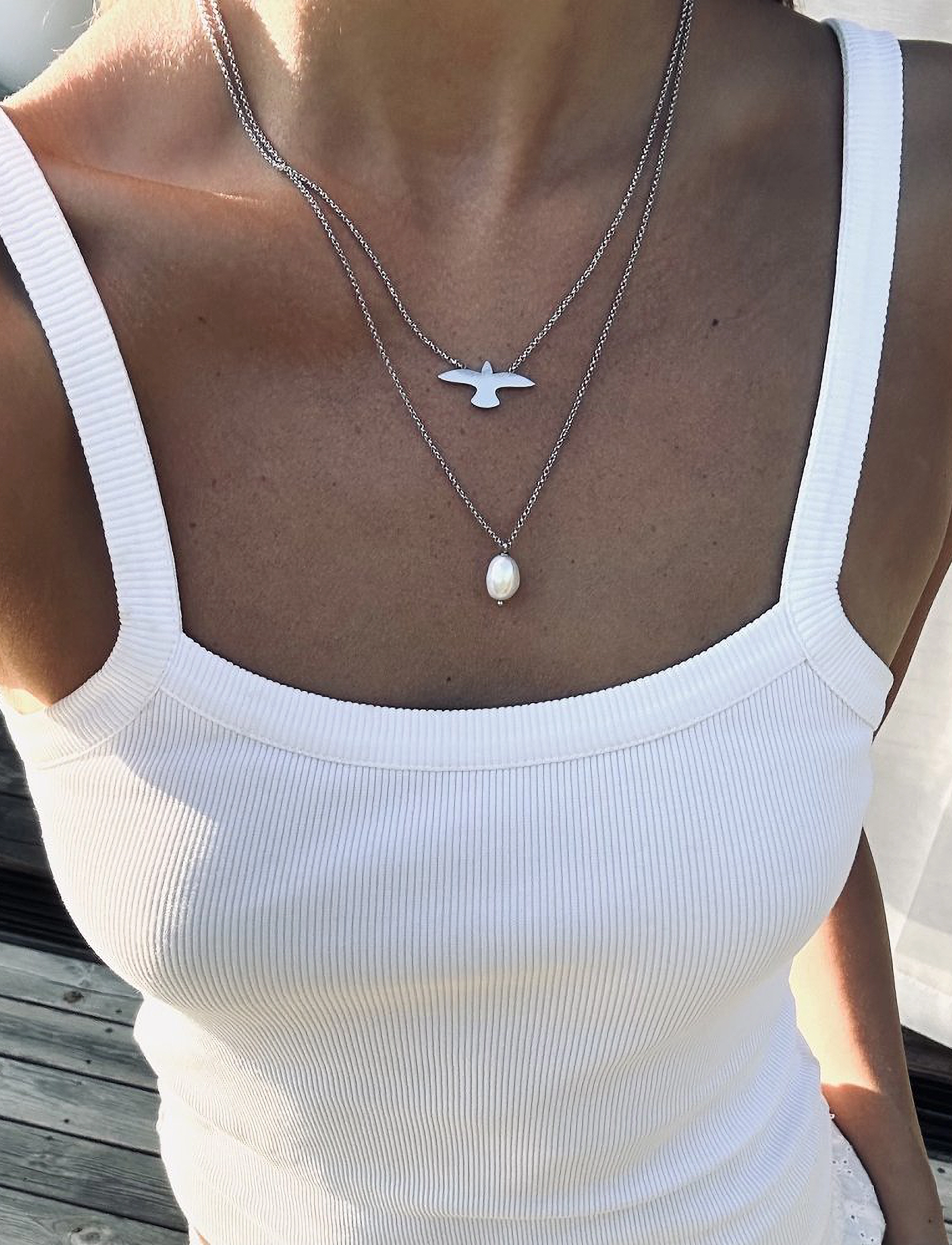 Bud To Rose Dove Necklace, One Size, Necklaces, Silber - Dainty Frauen