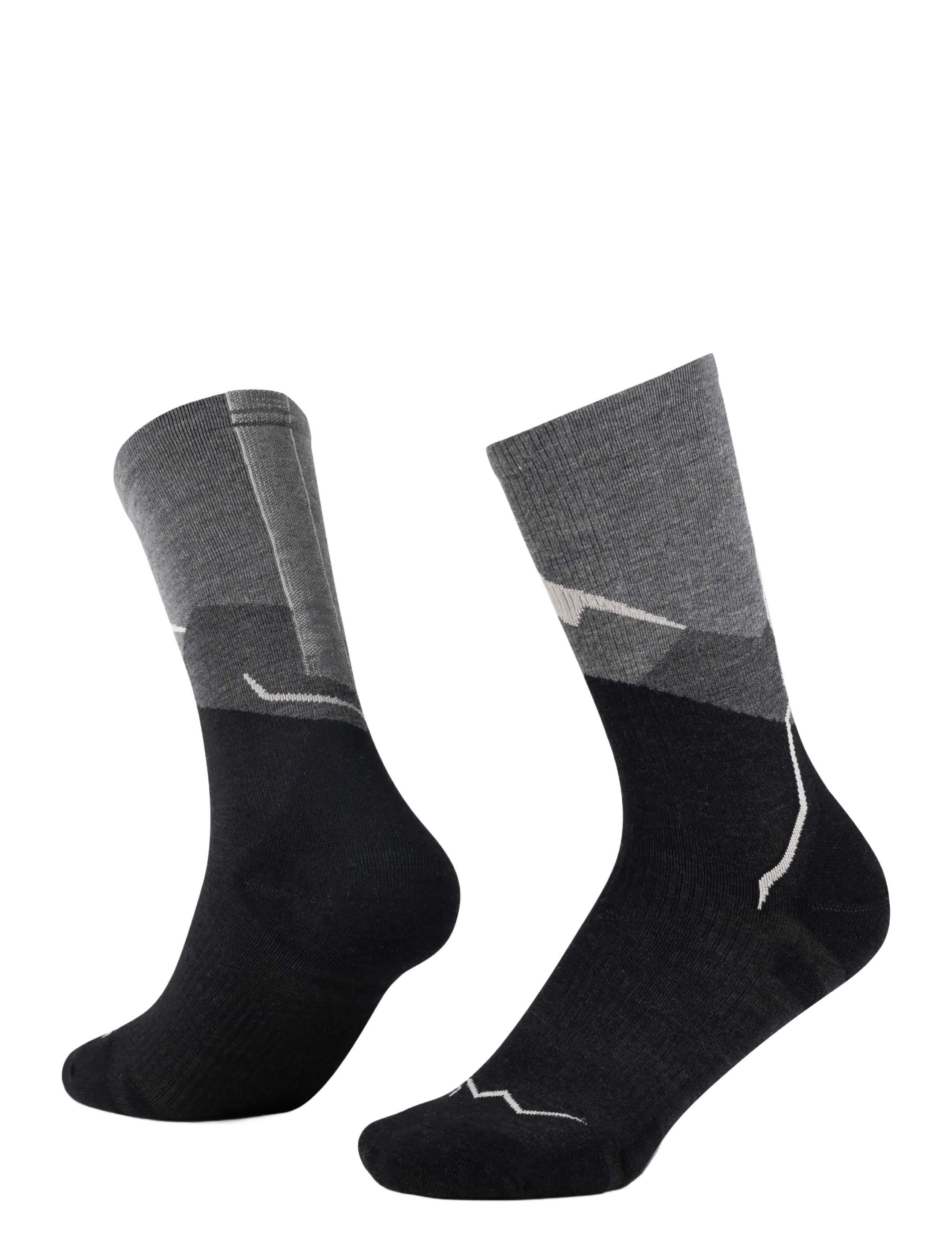 BUFF LW Merino Wool Crew SOCKS - Riided - GRAPHITE / black