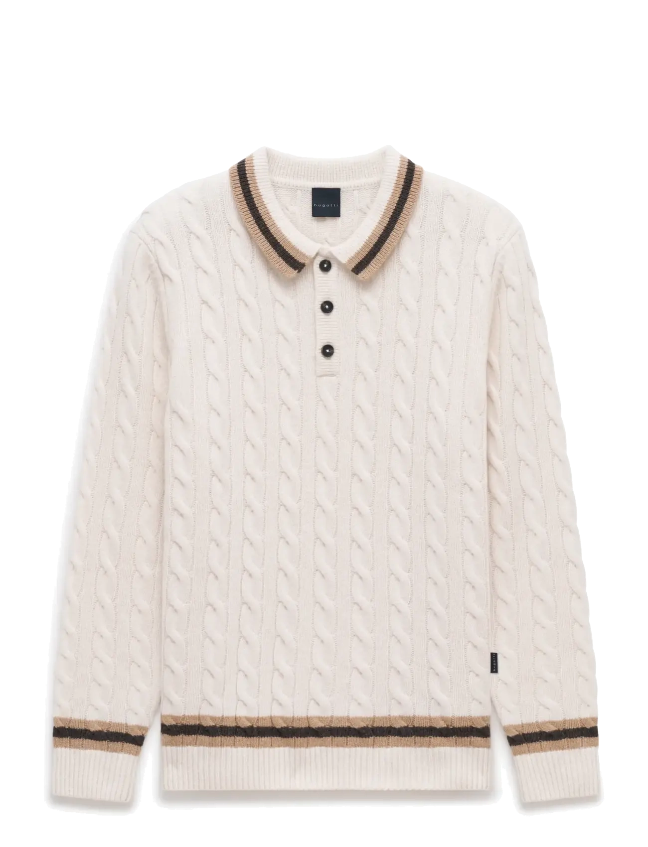 Bugatti Long sleeve Polo shirt - Langärmlige Strick-Polohemden - ECRU / cream