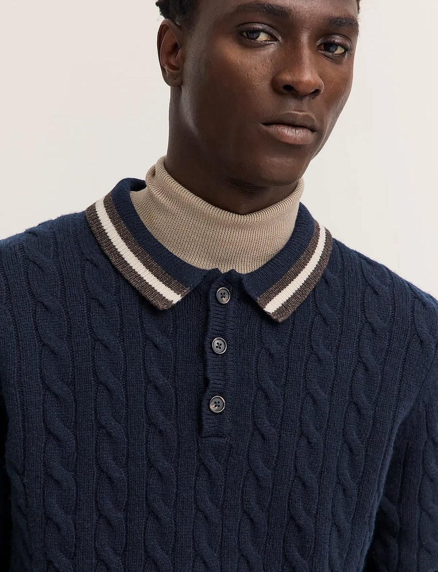 Bugatti - Long sleeve Polo shirt - poloer i strik med lange ærmer - navy blue - 4
