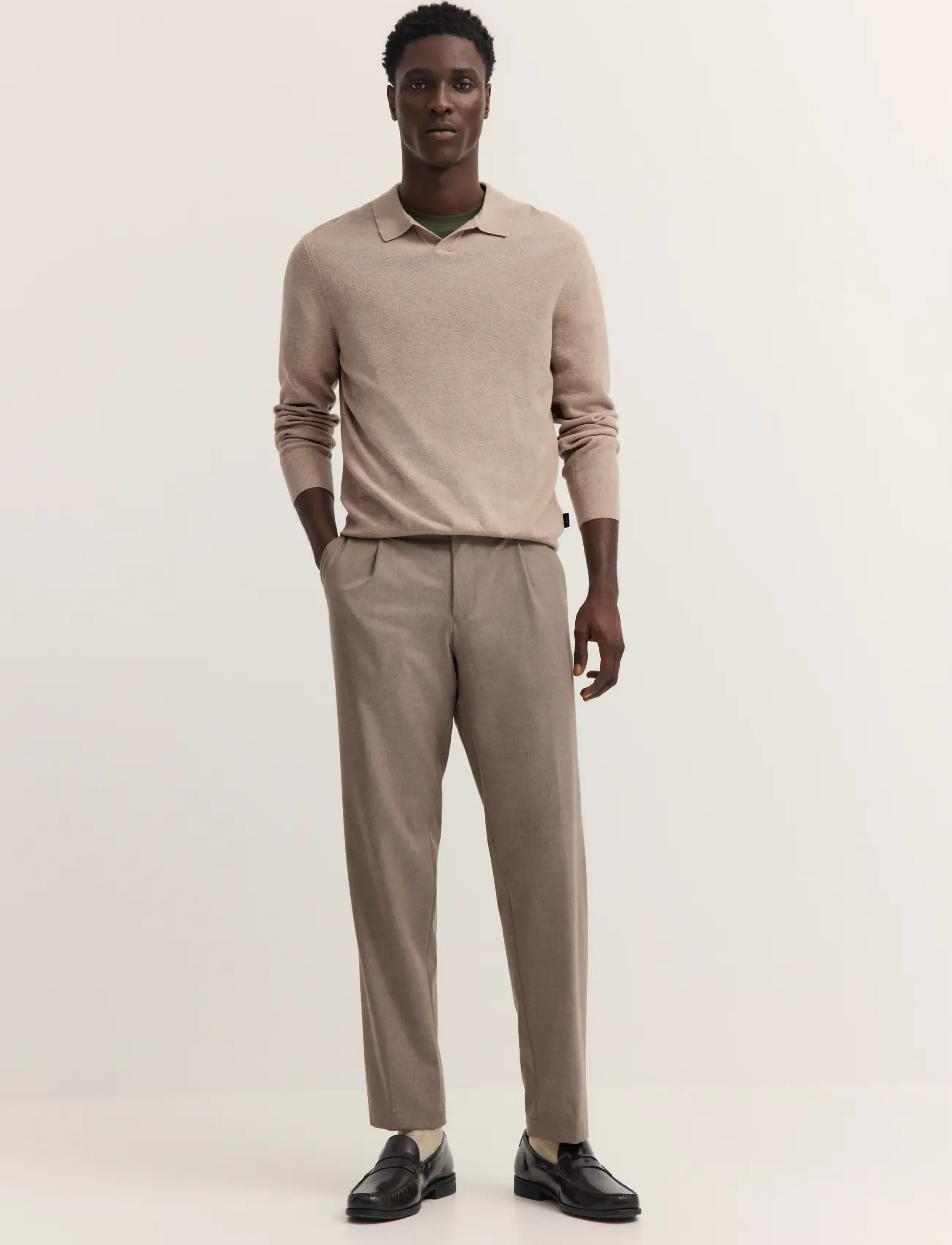Bugatti - Long sleeve Polo shirt - beige - 0