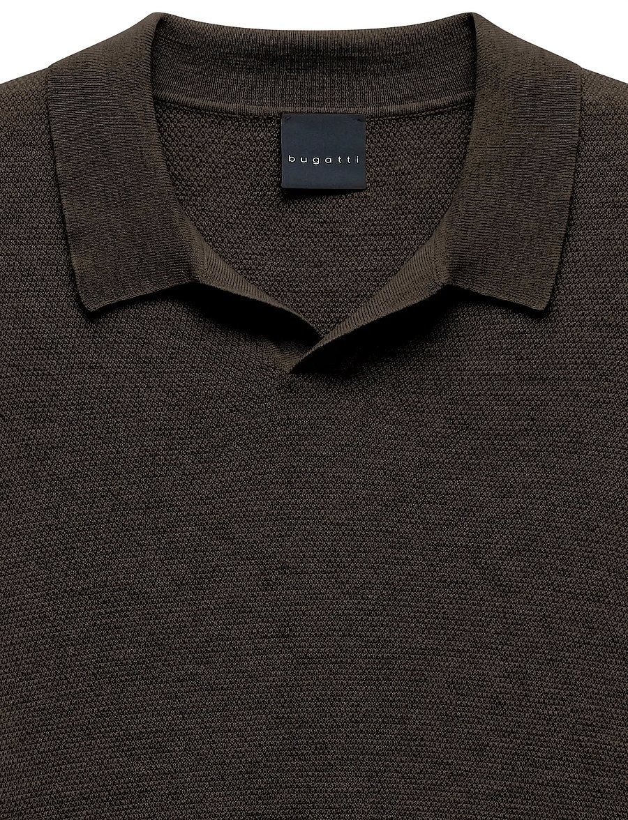 Bugatti - Long sleeve Polo shirt - långärmade stickade pikétröjor - brown - 5