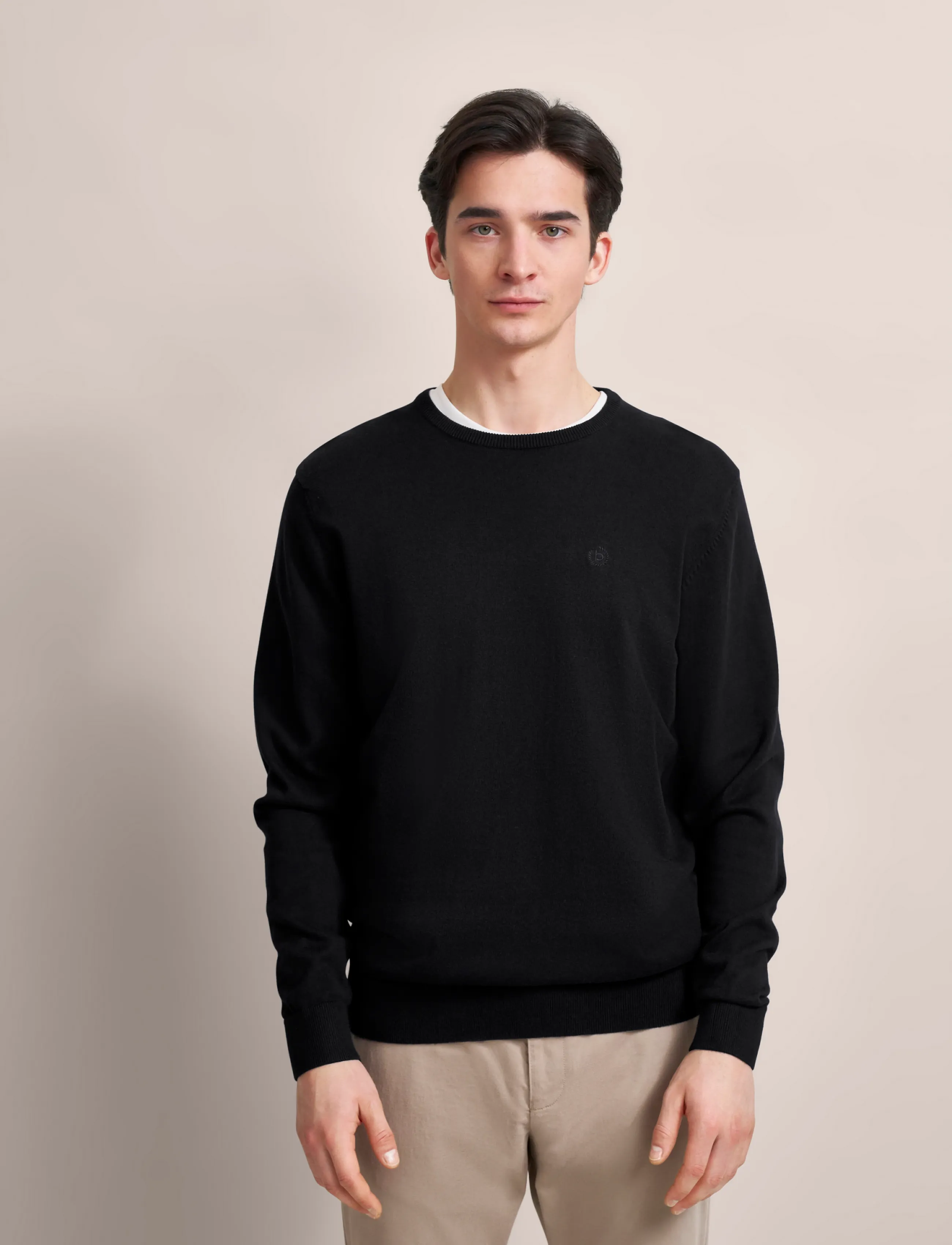 Bugatti Jumper Crew Neck, Herren, Rundhals Pullover, Schwarz, Gr.XL
