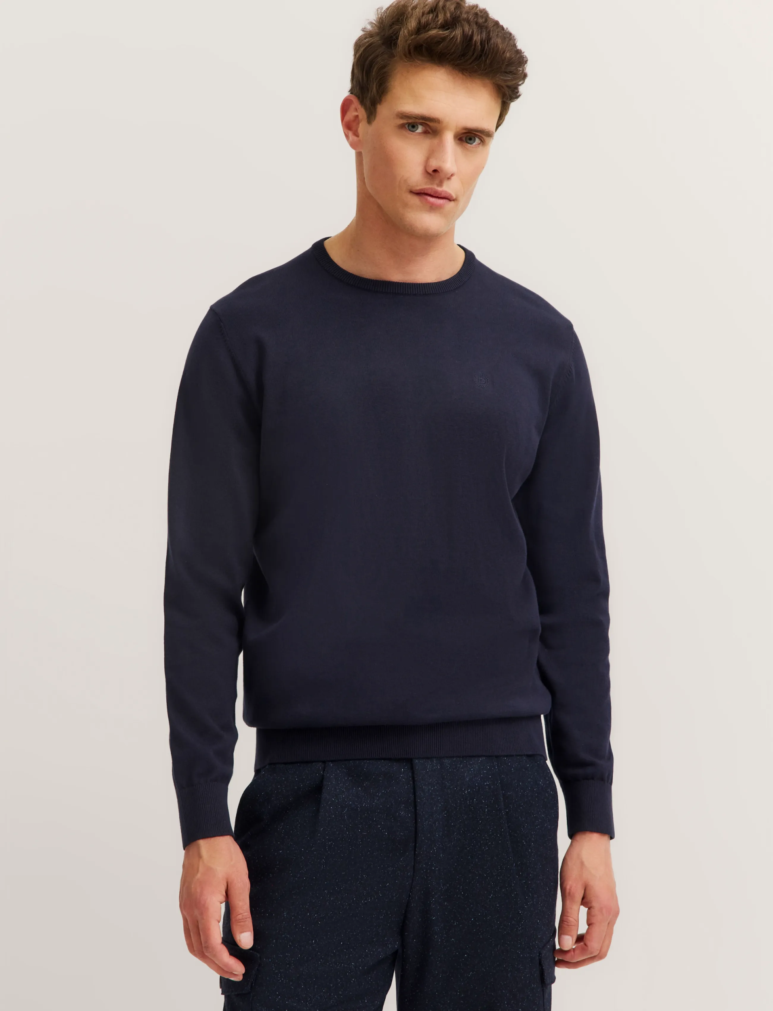 Bugatti Jumper Crew Neck, Herren, Rundhals Pullover, Marineblau, Gr.XL