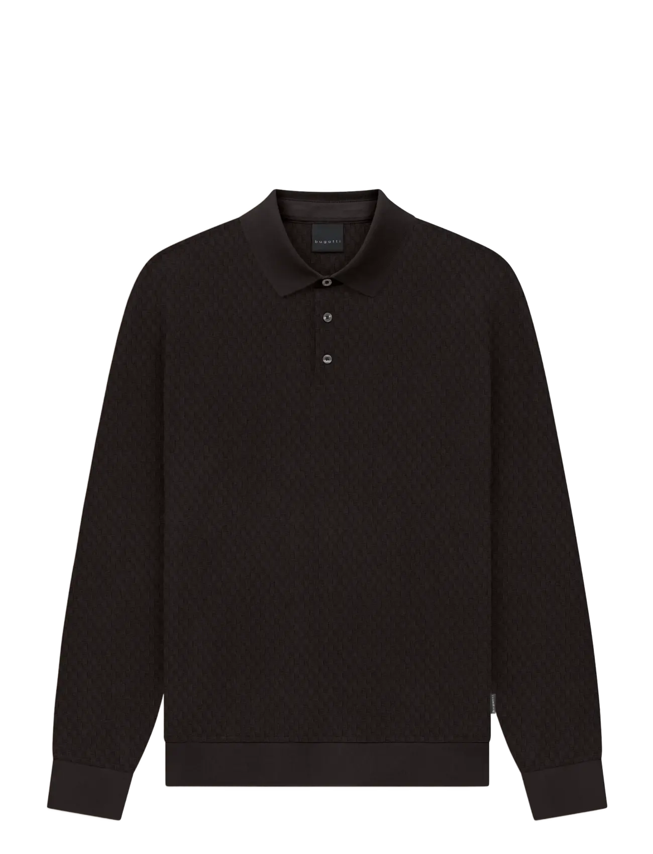 Bugatti Polo 1/1 Sleeve, Herren, Strukturiertes Langarm Poloshirt, Braun, Gr.XL