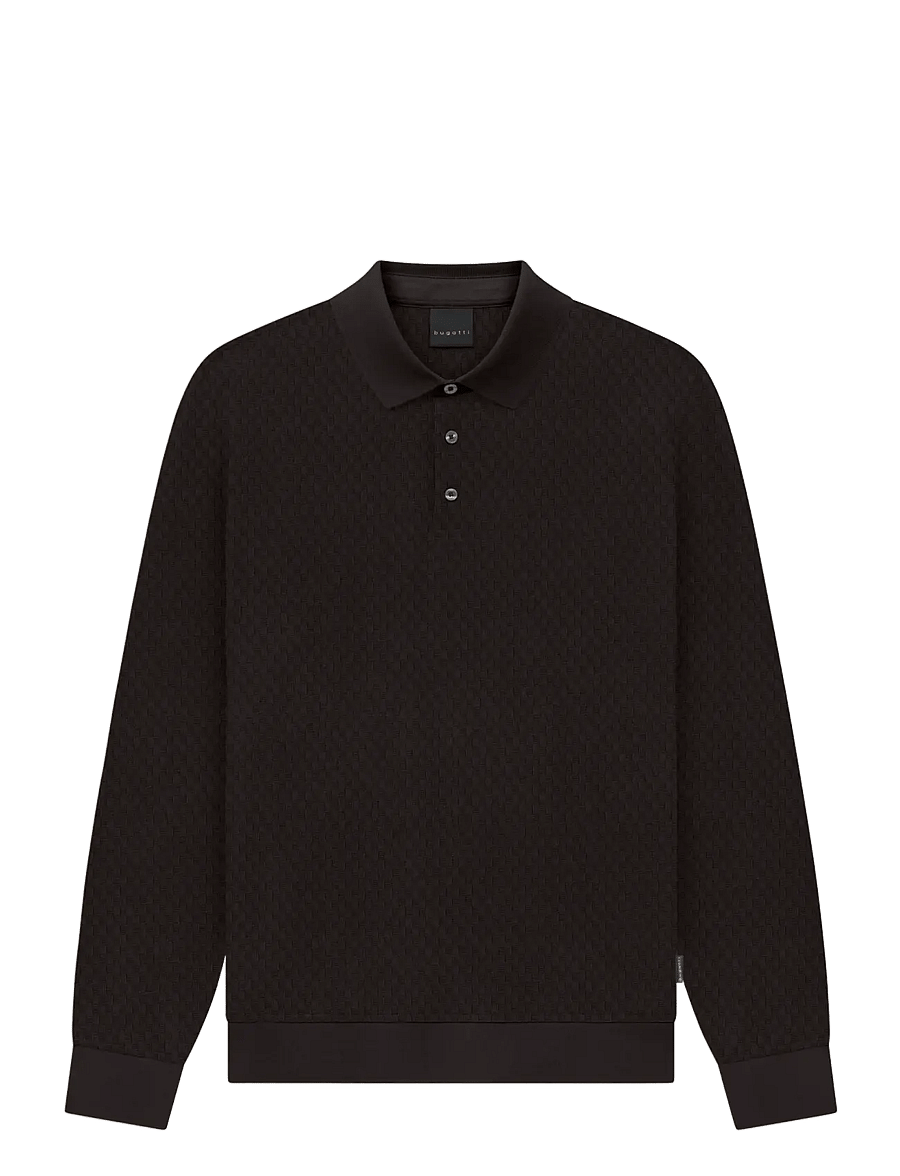 Bugatti - Polo 1/1 sleeve - långärmade stickade pikétröjor - brown - 0