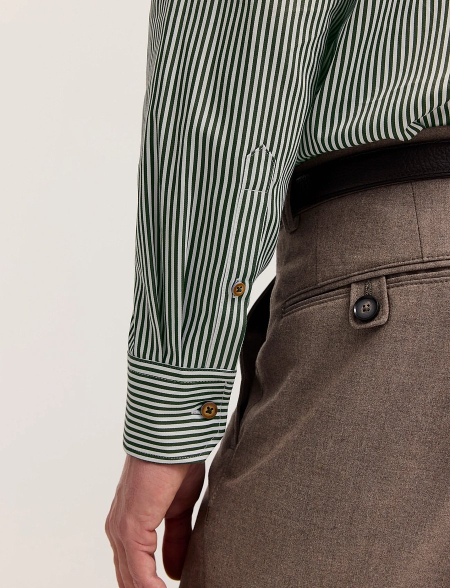 Bugatti - casual shirt 1/1 sleeve - vabaajasärgid - olive - 5