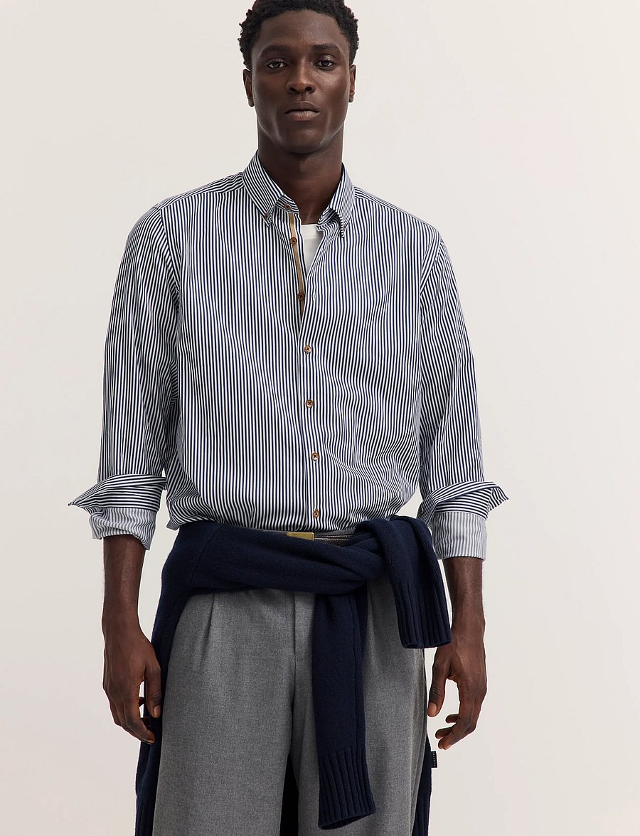 Bugatti - casual shirt 1/1 sleeve - vabaajasärgid - navy blue - 0