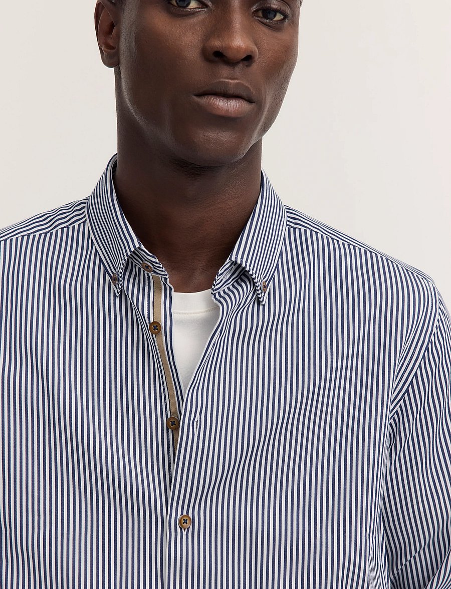 Bugatti - casual shirt 1/1 sleeve - vabaajasärgid - navy blue - 4
