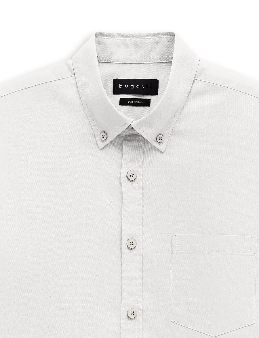 Bugatti - casual shirt 1/1 sleeve - vabaajasärgid - white - 2