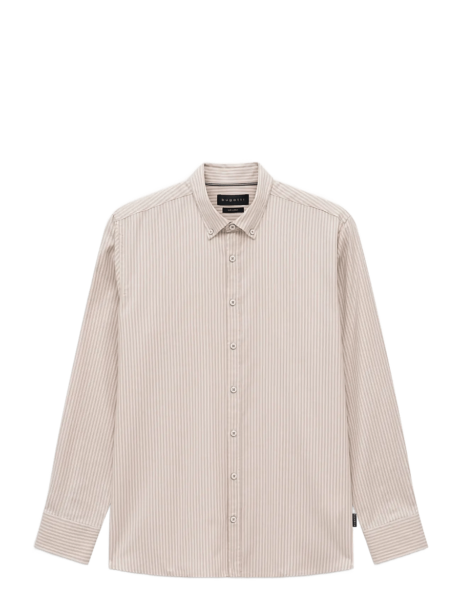 Bugatti - casual shirt 1/1 sleeve - vabaajasärgid - beige - 1