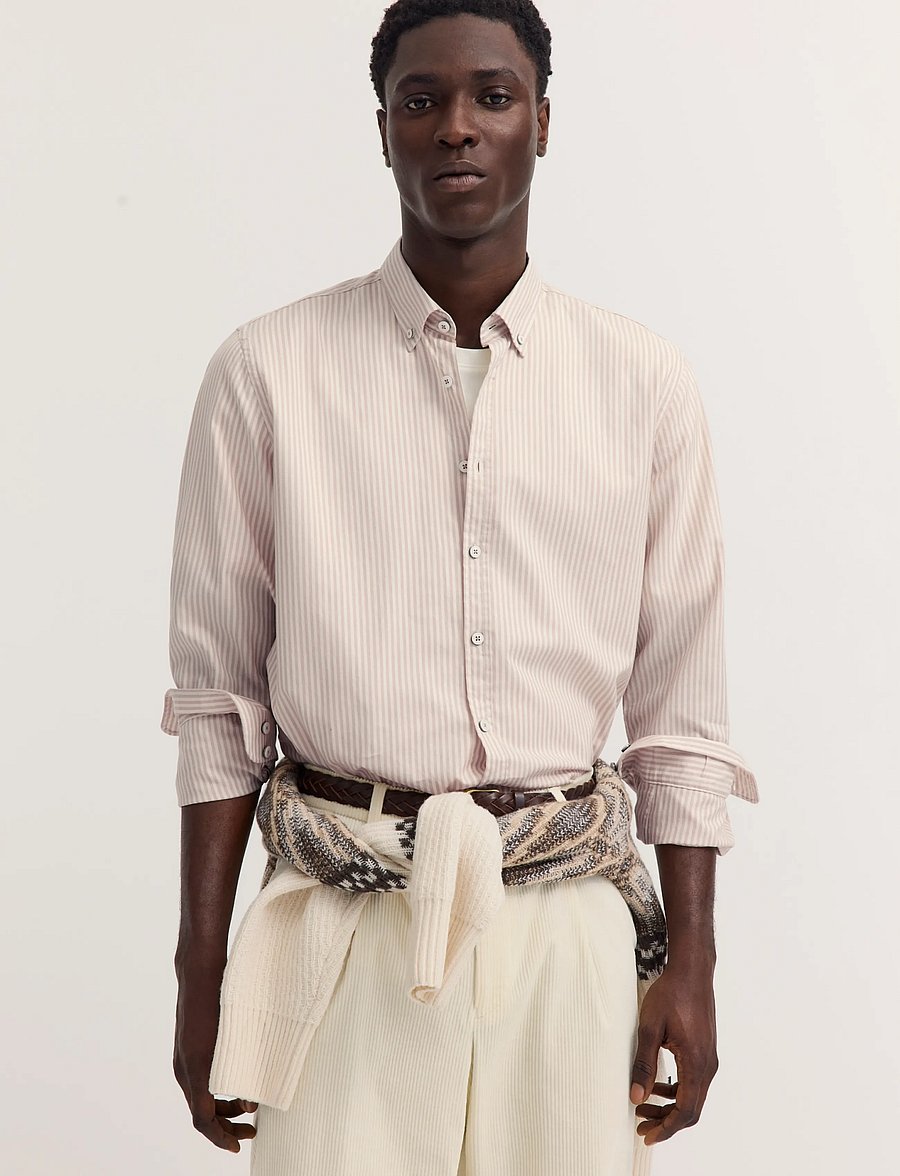 Bugatti - casual shirt 1/1 sleeve - vabaajasärgid - beige - 0