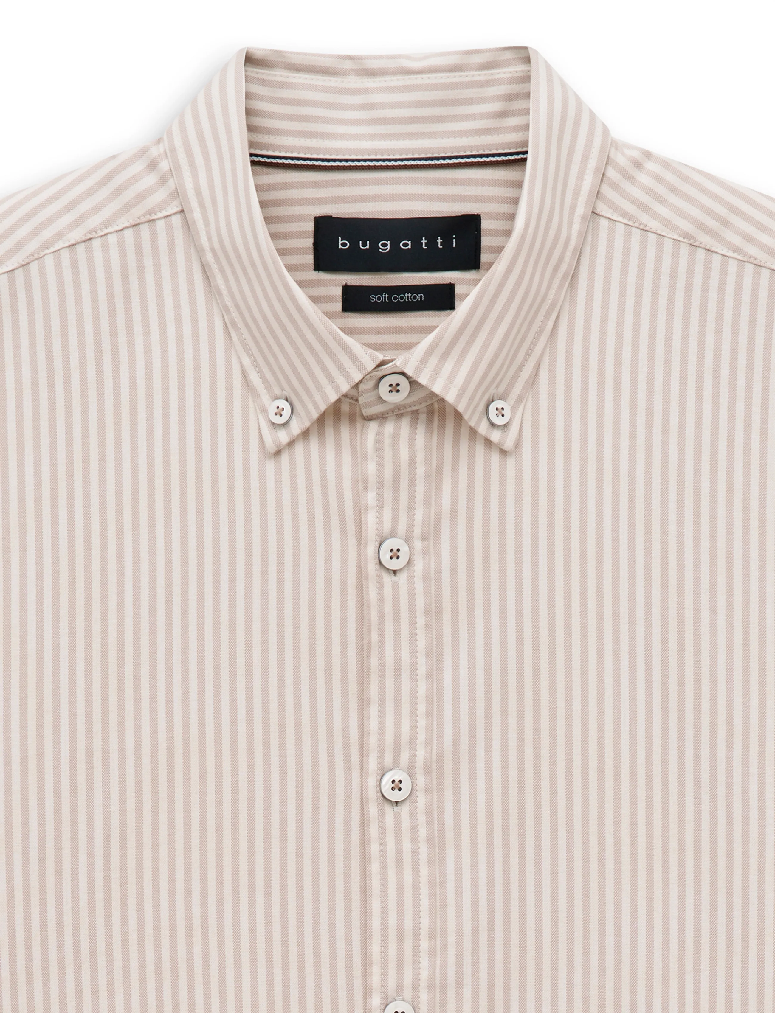 Bugatti - casual shirt 1/1 sleeve - vabaajasärgid - beige - 5