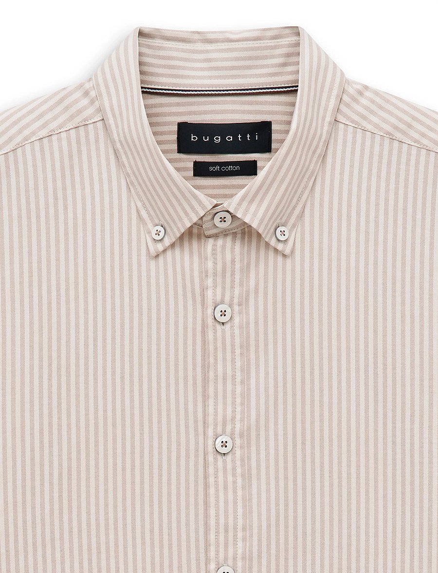 Bugatti - casual shirt 1/1 sleeve - vabaajasärgid - beige - 5