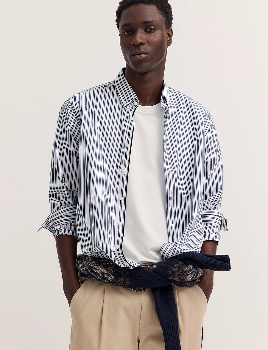 Bugatti - casual shirt 1/1 sleeve - triibulised särgid - navy blue - 0