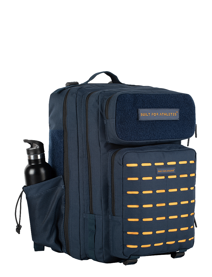 Built For Athletes - Large Navy & Orange Gym Backpack - dark blue orange - 4