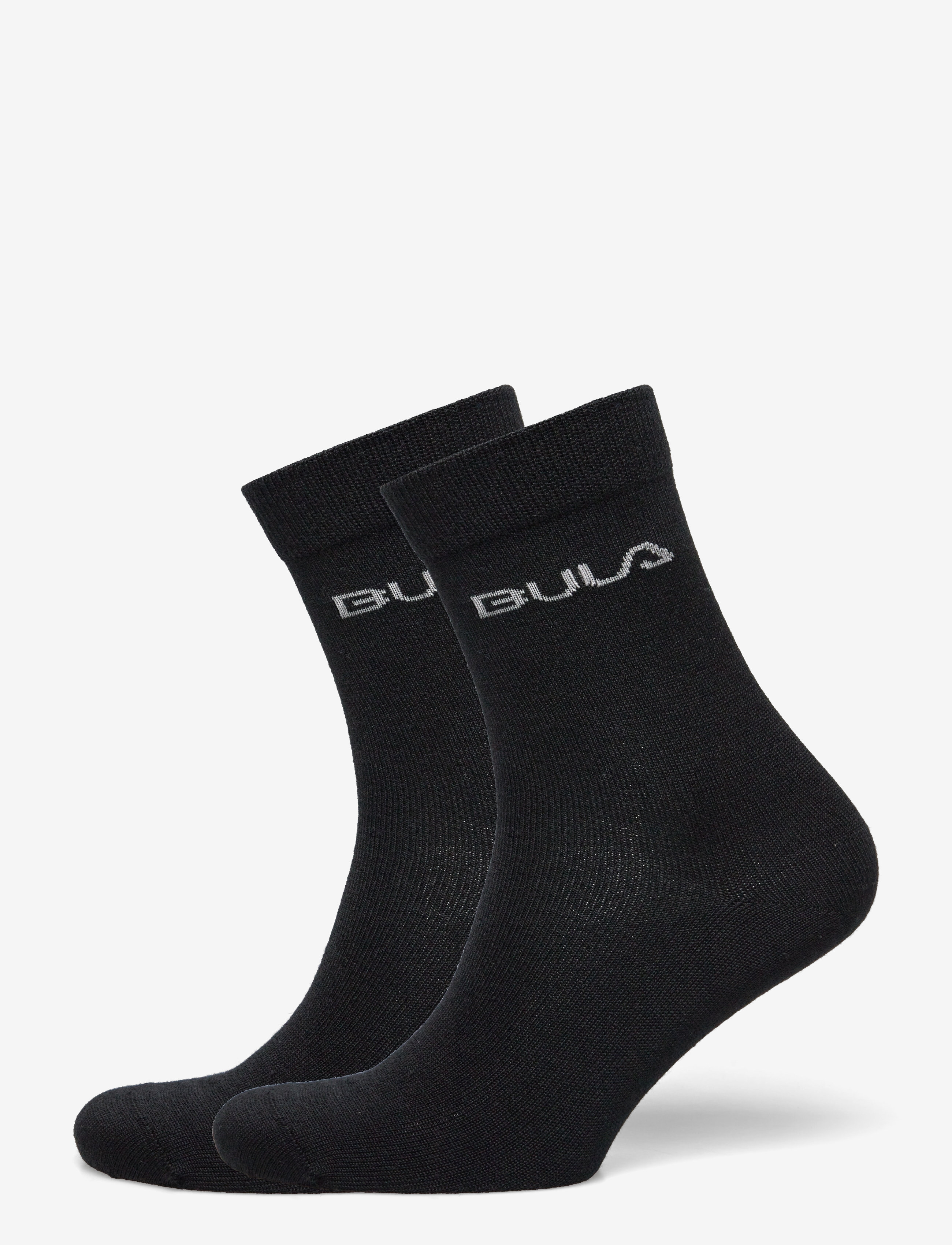 BULA 2Pk Hell Wolle Socke Schwarz - 43-45 - Herren
