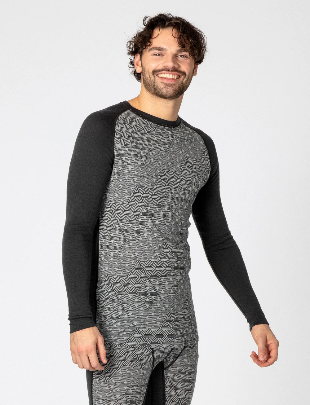 Bula - GEO MERINO WOOL CREW - funktionsunterwäsche - oberteile - dgrey - 0