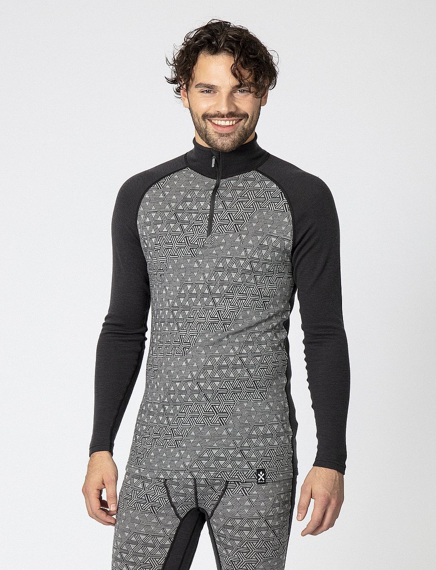 Bula - GEO MERINO WOOL HALFZIP - dgrey - 0