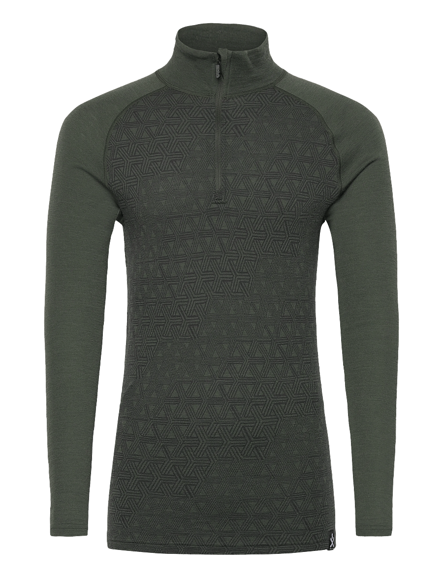 Bula - GEO MERINO WOOL HALFZIP - base layer tops - dolive - 0