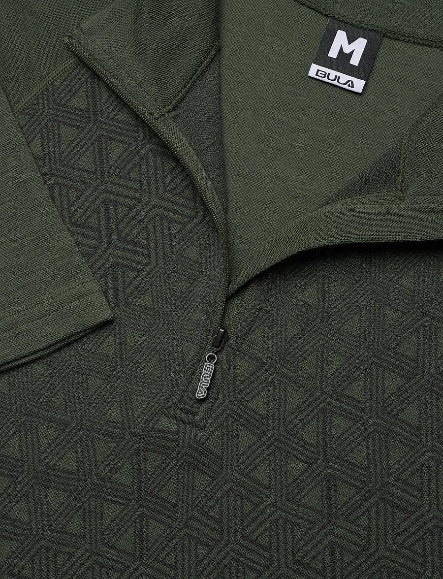 Bula - GEO MERINO WOOL HALFZIP - base layer tops - dolive - 2