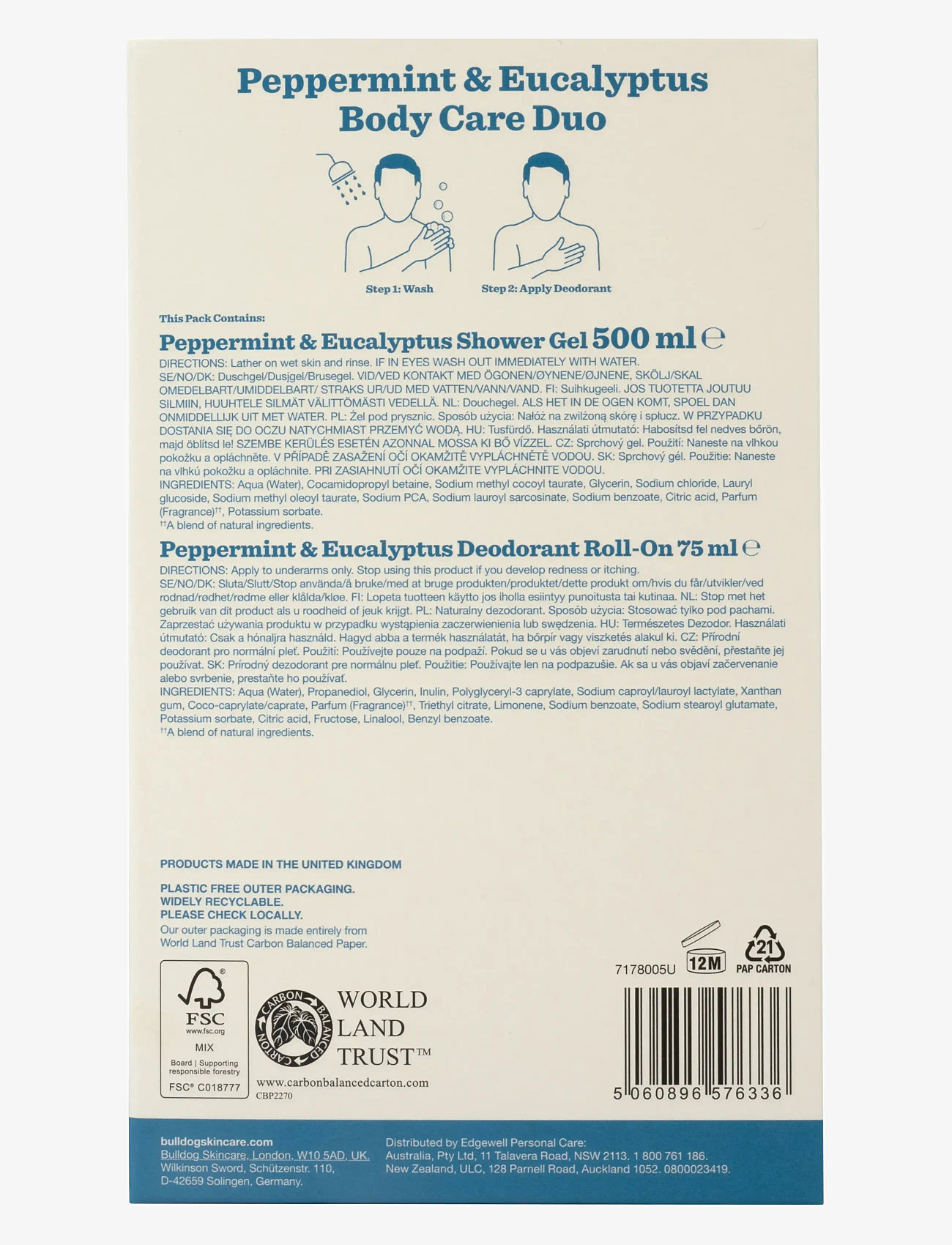 Bulldog - Peppermint & Eucalyptus Body Care Duo - gåvoset - clear - 1