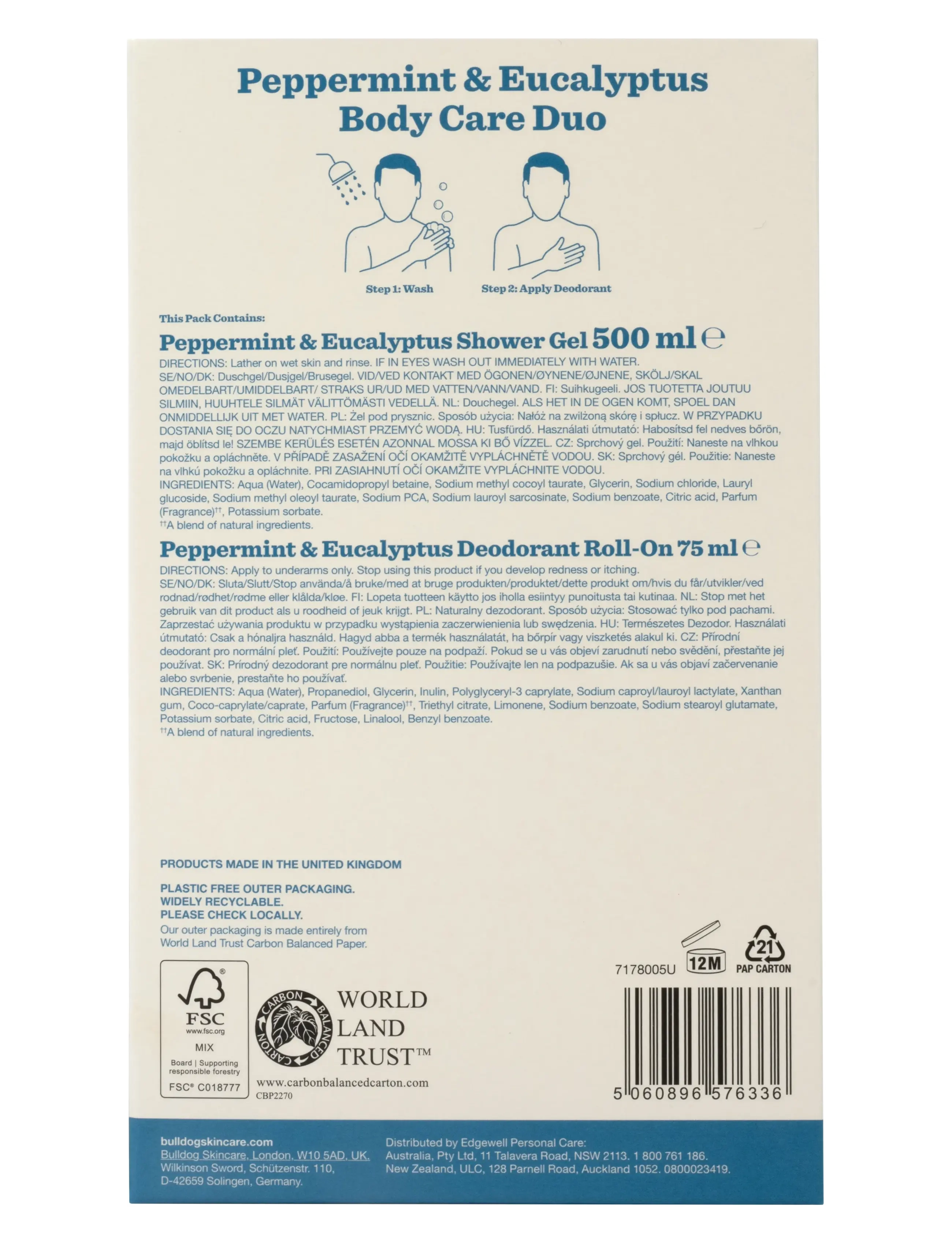 Bulldog - Peppermint & Eucalyptus Body Care Duo - til ham - clear - 1