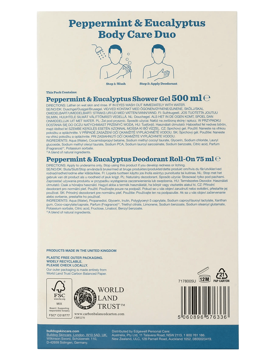 Bulldog - Peppermint & Eucalyptus Body Care Duo - giftset - clear - 1